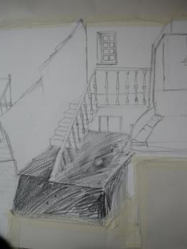 The Fabric of Home, Prepatory sketch. Click to see next image.