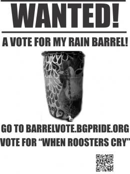 Vote for my rain barrel on barrelvote.bgpride.org. Click to see next image.